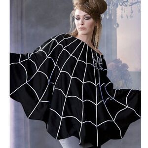 Grandin Road Halloween Spider Web Poncho Costume One Size NWOT